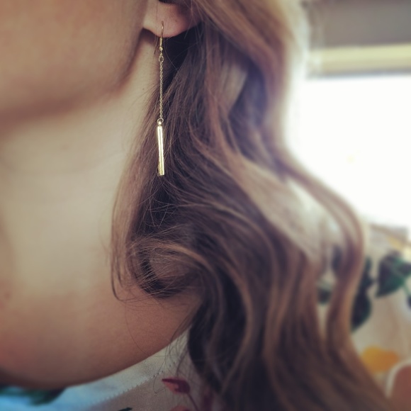 JuliannaCreationsCo Gold Dangle Bar Earrings - Picture 1 of 3
